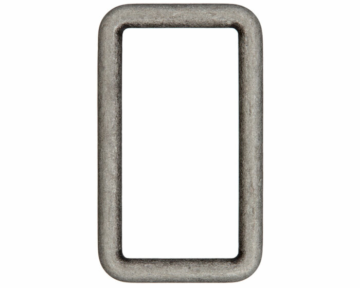 Rechteck-Ring aus Metall, Union Knopf altsilber 30 mm