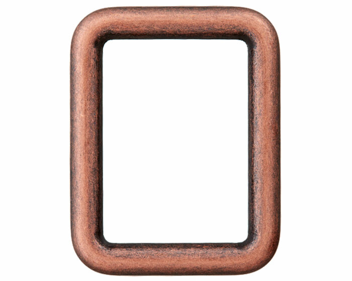 Rechteck-Ring aus Metall, Union Knopf altkupfer 50 mm