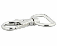 Karabinerhaken aus Metall, schmal, Union Knopf silber 25 mm