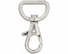 Karabinerhaken aus Metall, schmal, Union Knopf silber 25 mm