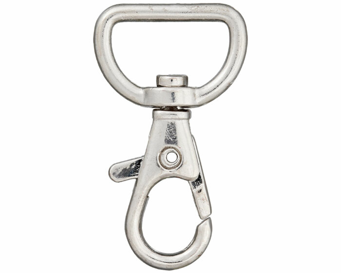 Karabinerhaken aus Metall, schmal, Union Knopf silber 32 mm