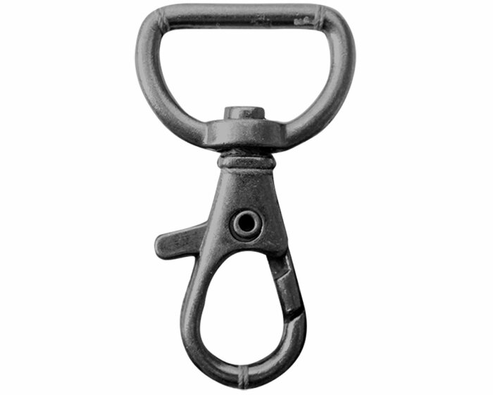 Karabinerhaken aus Metall, schmal, Union Knopf gunmetall 32 mm