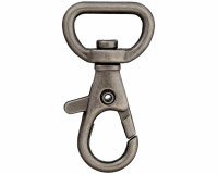 Karabinerhaken aus Metall, schmal, Union Knopf gunmetall 32 mm