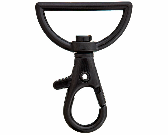 Karabinerhaken aus Metall, schmal, Union Knopf schwarz 32 mm