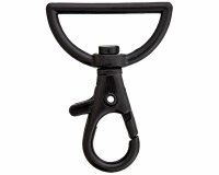 Karabinerhaken aus Metall, schmal, Union Knopf schwarz 32 mm