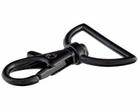 Karabinerhaken aus Metall, schmal, Union Knopf schwarz 32 mm