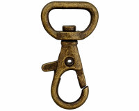 Karabinerhaken aus Metall, schmal, Union Knopf altmessing gold 32 mm