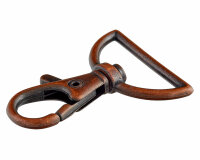 Karabinerhaken aus Metall, schmal, Union Knopf altkupfer 32 mm