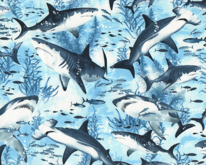 Patchworkstoff AQUARIUM, Haie,Timeless Treasures