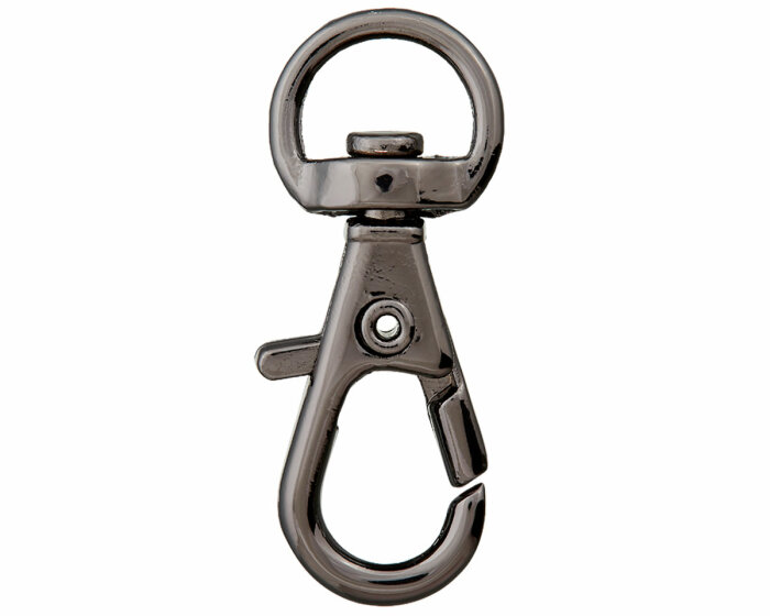 Karabinerhaken aus Metall, schmal, Union Knopf gunmetall 10 mm