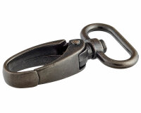 Karabinerhaken aus Metall, breit, Union Knopf altsilber 25 mm