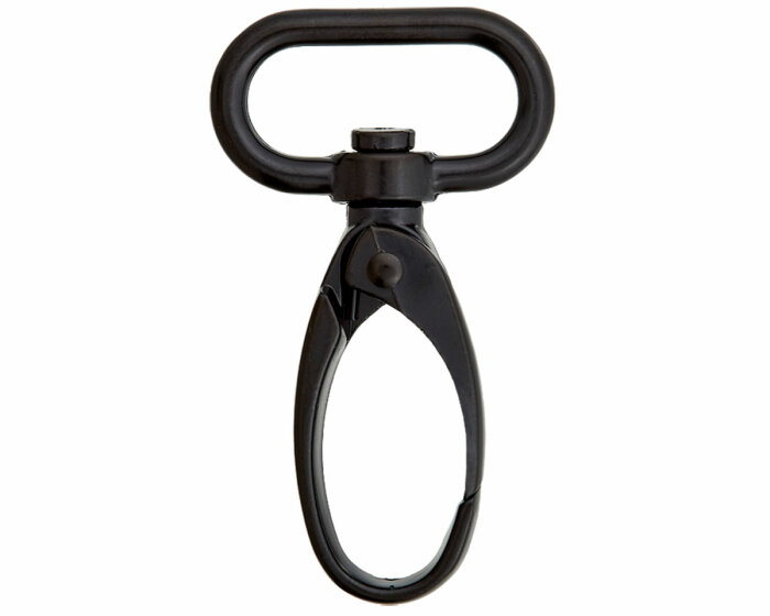 Karabinerhaken aus Metall, breit, Union Knopf schwarz 30 mm