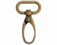 Karabinerhaken aus Metall, breit, Union Knopf altmessing...