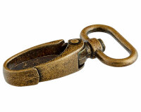 Karabinerhaken aus Metall, breit, Union Knopf altmessing gold 40 mm