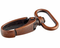 Karabinerhaken aus Metall, breit, Union Knopf altkupfer 30 mm