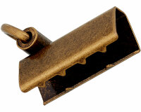 Endklammer mit Öse, silber oder altmessing, Union Knopf altmessing gold
