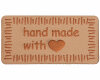 Label zum Annähen HANDMADE, Union Knopf dunkelbeige