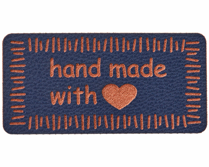 Label zum Annähen HANDMADE, Union Knopf marineblau