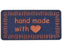 Label zum Annähen HANDMADE, Union Knopf marineblau