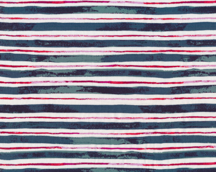 Popeline-Patchworkstoff AQUARELLE, Streifen, petrolgrün, Katarina Roccella