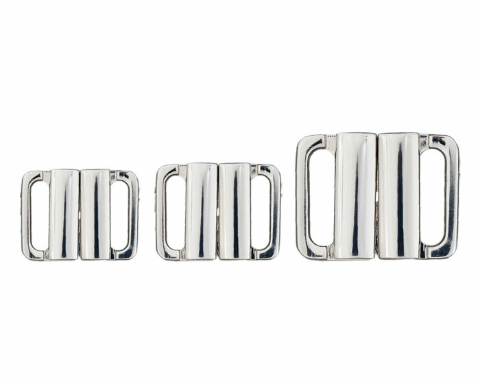 Bikiniverschluss aus Metall, abgerundet, silber, Union Knopf