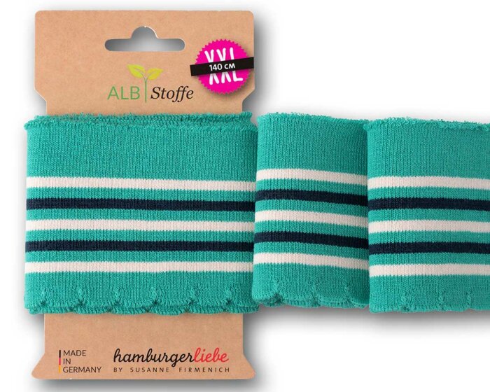 Bio-Bündchen CUFF ME WAVE SWEET HOME, petrol, Albstoffe