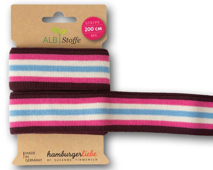 Strick-Band STRIPE ME COLLEGE SWEET HOME, Streifen, aubergine-pink, Albstoffe