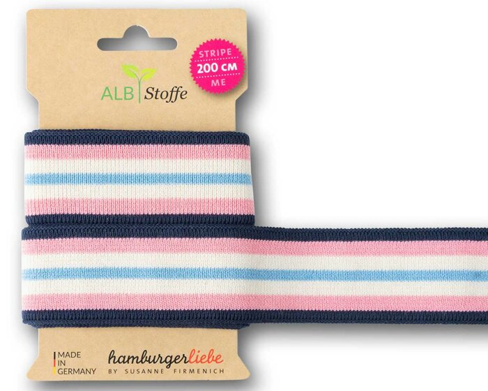 Strick-Band STRIPE ME COLLEGE SWEET HOME, Streifen, marine-rosa, Albstoffe