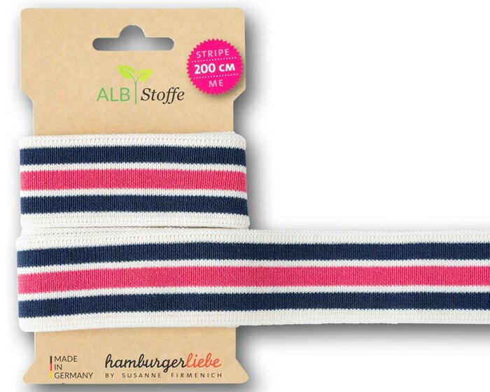 Strick-Band STRIPE ME COLLEGE SWEET HOME, Streifen, wollweiß-marine, Albstoffe