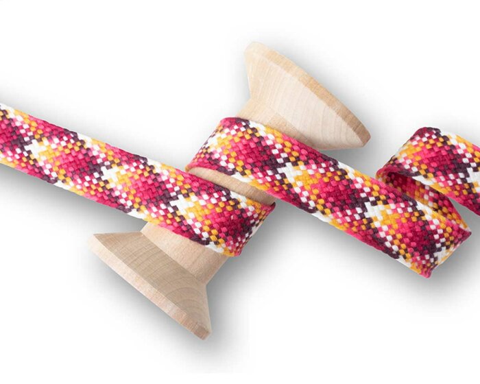 Flachkordel TWIST ME CHECK, Karo, fuchsia, Albstoffe