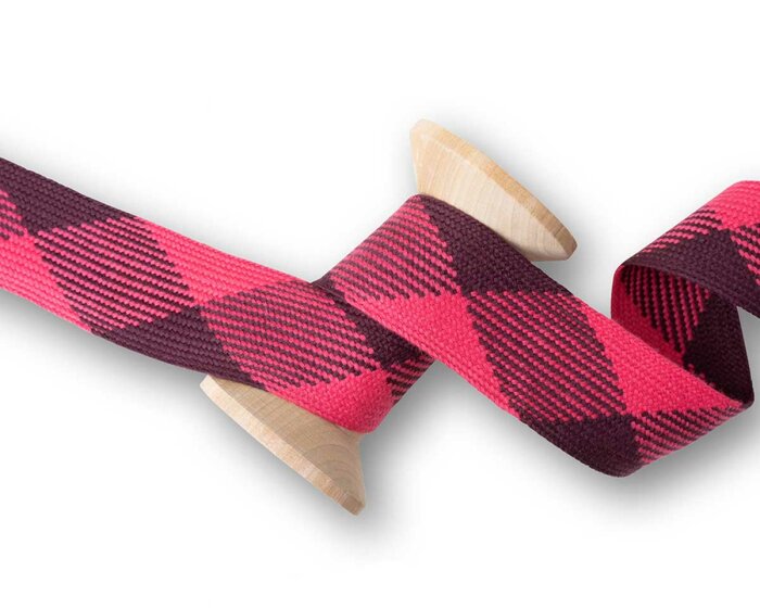 Flachkordel TWIST ME FLAT, Rauten, pink, Albstoffe