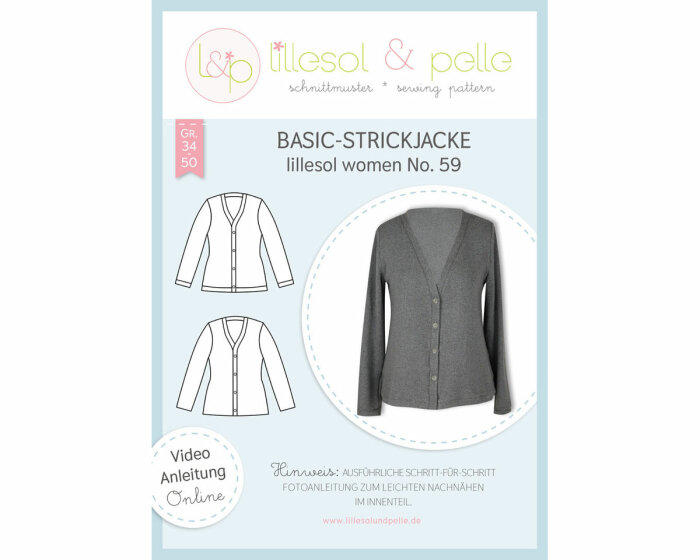Damen-Schnittmuster Basic-Strickjacke, lillesol women No.59
