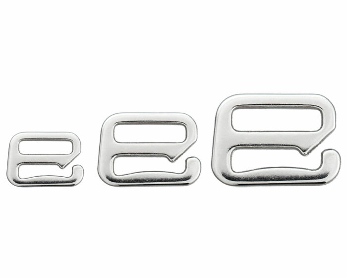 Wäsche- und Bikinihaken aus Metall, silber, Union Knopf 18 mm