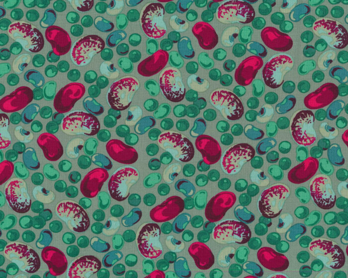 Patchworkstoff VEGGIES, Bohnen, grüngrau, Martha Negley