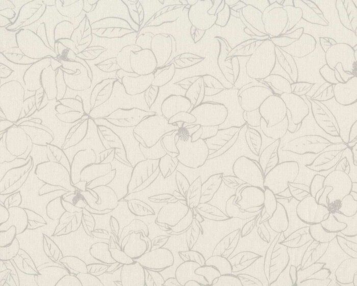 Patchworkstoff MAGNOLIAS, Blütenskizzen, weiß-grau, P&B Textiles