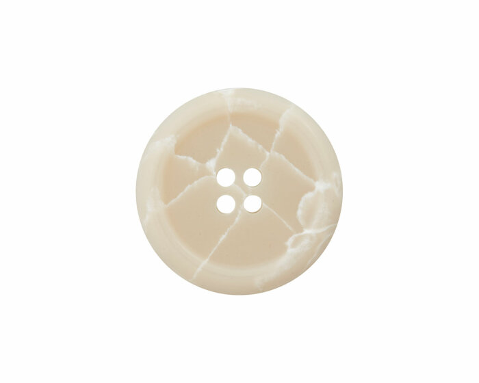 Recycelter Kunststoffknopf KARO mit feinen Linien, Union Knopf 18 mm creme