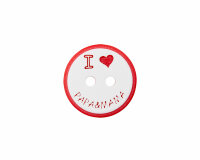 Kinderknopf I LOVE PAPA & MAMA, Union Knopf rot