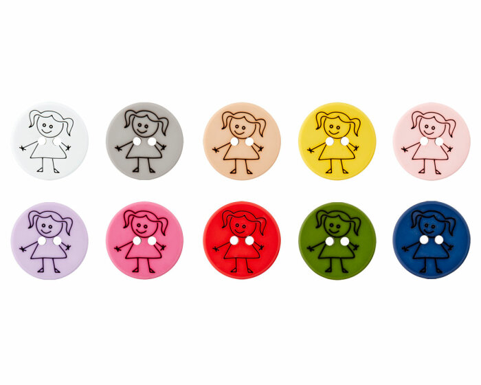 Gelaserter Kinderknopf mit Mädchen, Union Knopf