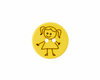 Gelaserter Kinderknopf mit Mädchen, Union Knopf gelb