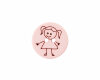 Gelaserter Kinderknopf mit Mädchen, Union Knopf rosa