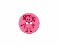Gelaserter Kinderknopf mit Mädchen, Union Knopf pink
