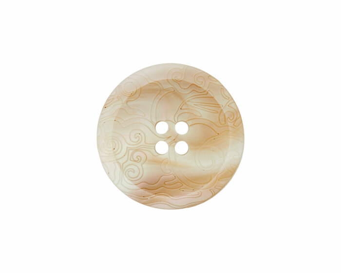 Kunststoffknopf INTARSIEN  mit Metallic-Glanz, Union Knopf creme-beige 12 mm