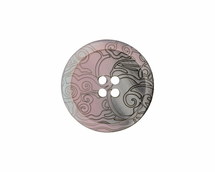 Kunststoffknopf INTARSIEN  mit Metallic-Glanz, Union Knopf rosa-grau 18 mm