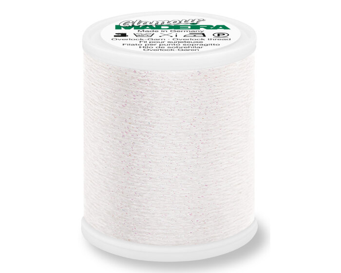 Dekoratives Overlockgarn GLAMOUR 8, metallic, Madeira prism white