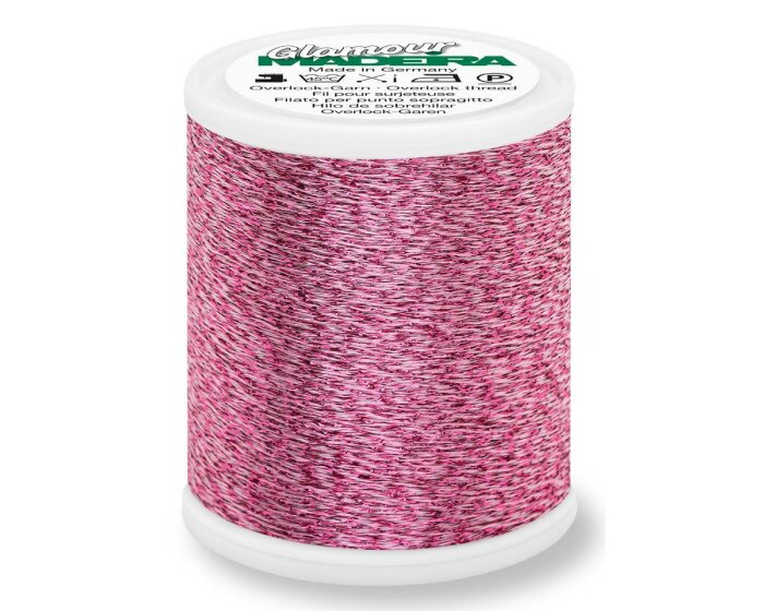 Dekoratives Overlockgarn GLAMOUR 8, metallic, Madeira rose