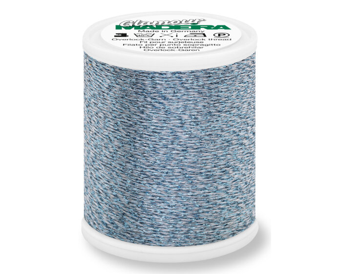 Dekoratives Overlockgarn GLAMOUR 8, metallic, Madeira sky blue