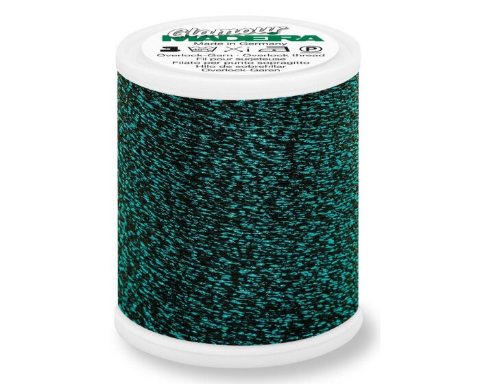 Dekoratives Overlockgarn GLAMOUR 8, metallic, Madeira turquoise