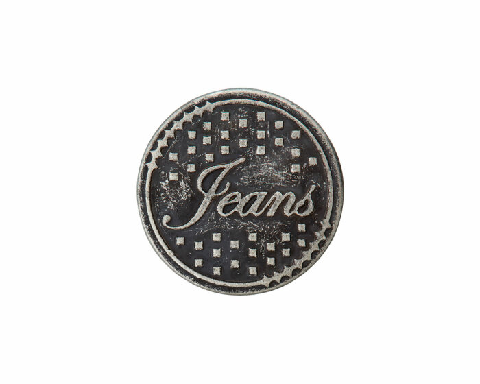 Metallischer Jeansknopf, Union Knopf altsilber