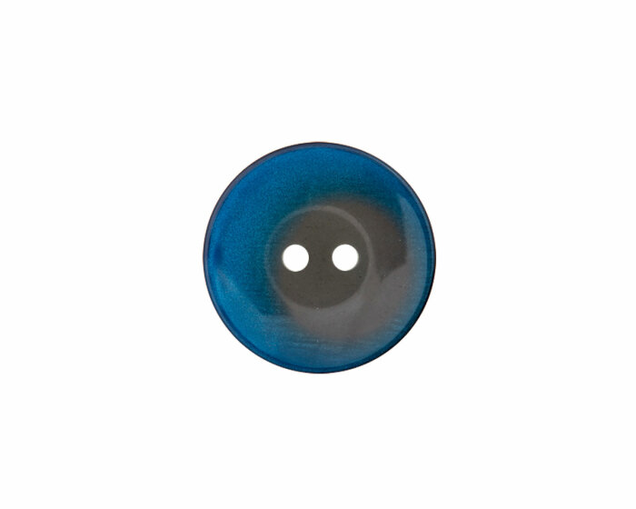 Halbtransparenter Kunststoffknopf mit Metallic-Glanz , Union Knopf 18 mm blau