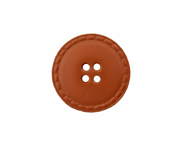 Abgesteppter Lederknopf, Union Knopf 18 mm braun